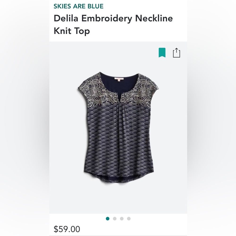 Embroidered cap sleeve top - size XLP